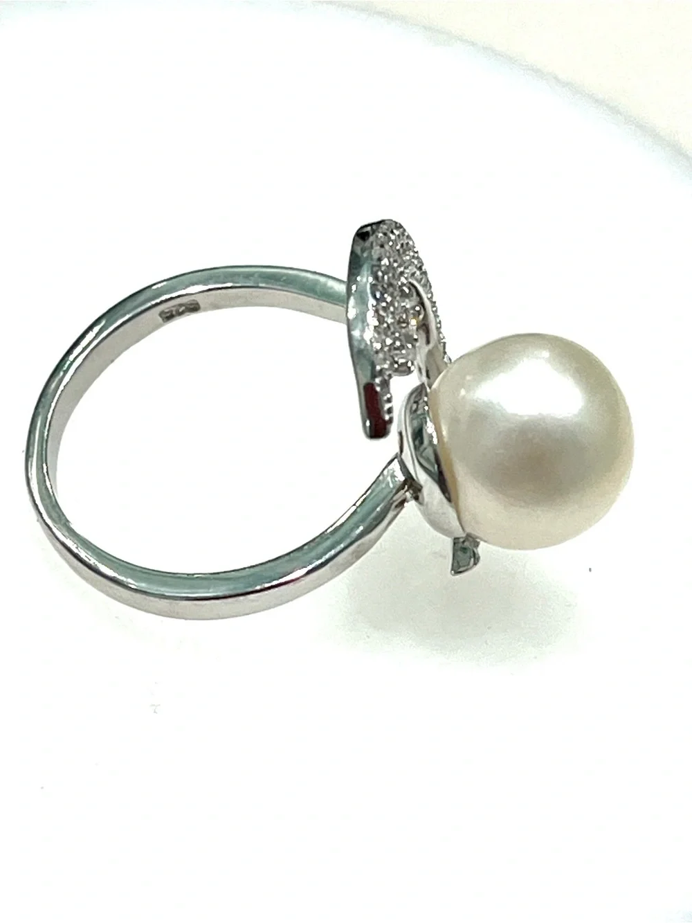 Genuine Pearl Crescent Moon 14KGP Ring - Picture 2 of 4